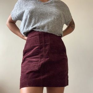 Burgundy corduroy mini skirt